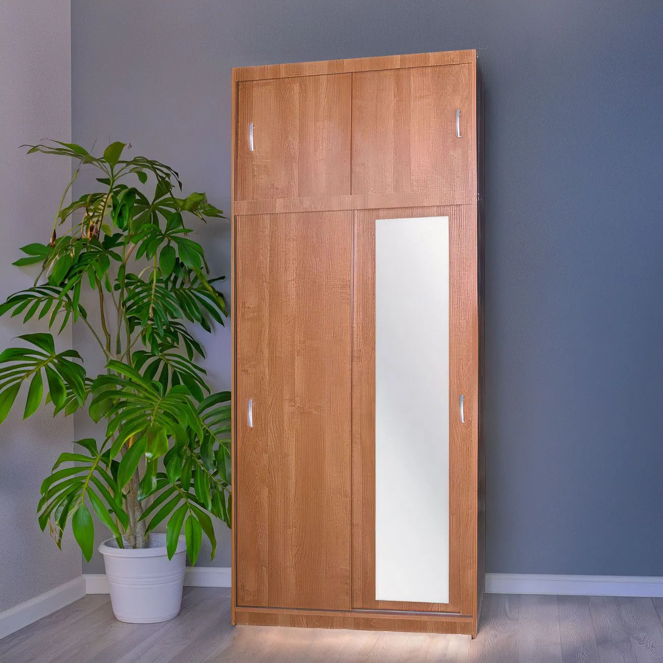 Schiebetürenschrank / Kleiderschrank Sepatan 01, Farbe: Erle