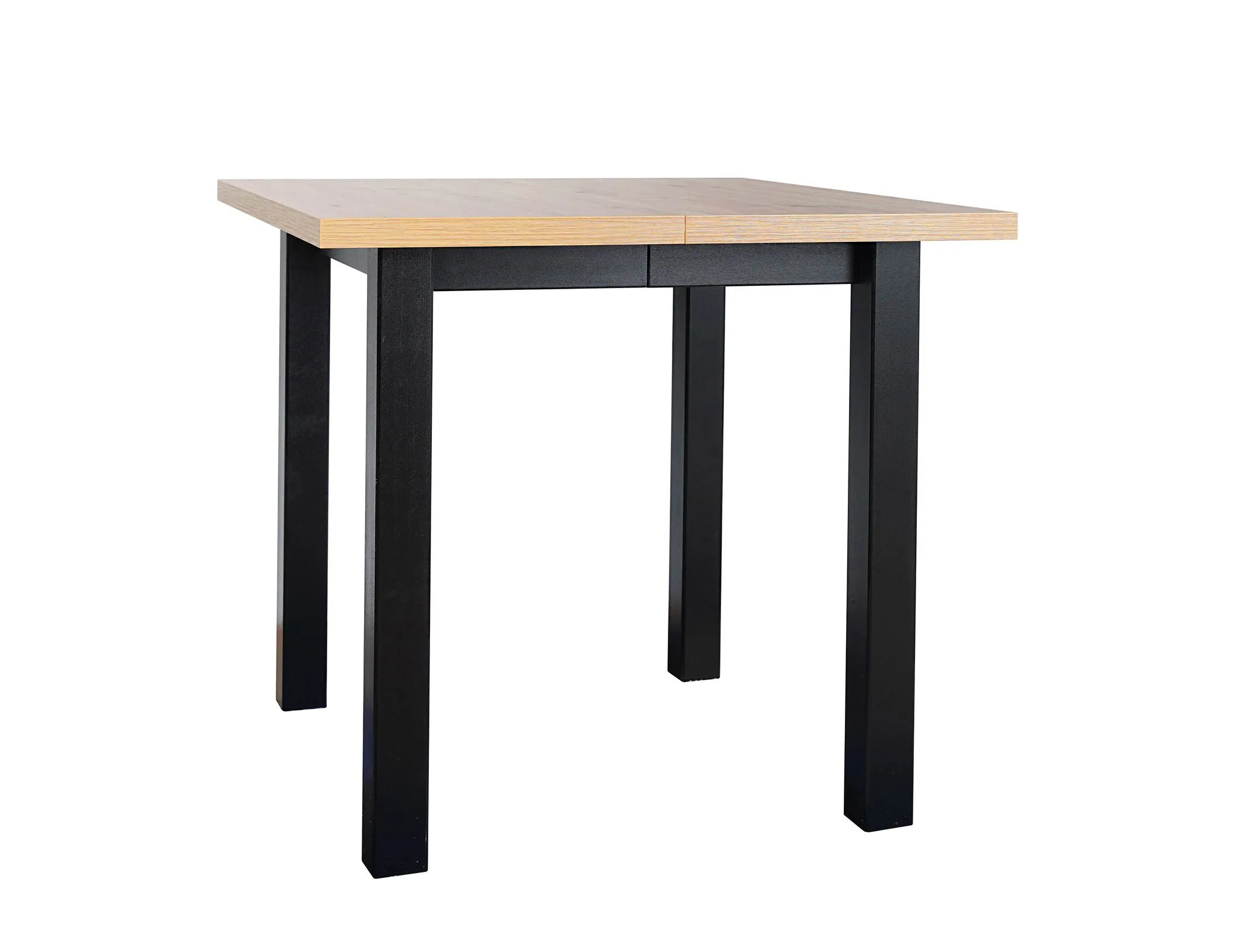Esstisch LELDE in Schwarz/Eiche, ausziehbar, platzsparend, Abmessung 80 x 80/160 cm (B x T), leicht kombinierbar, Tischplattenhöhe 32 mm, Laminatplatte