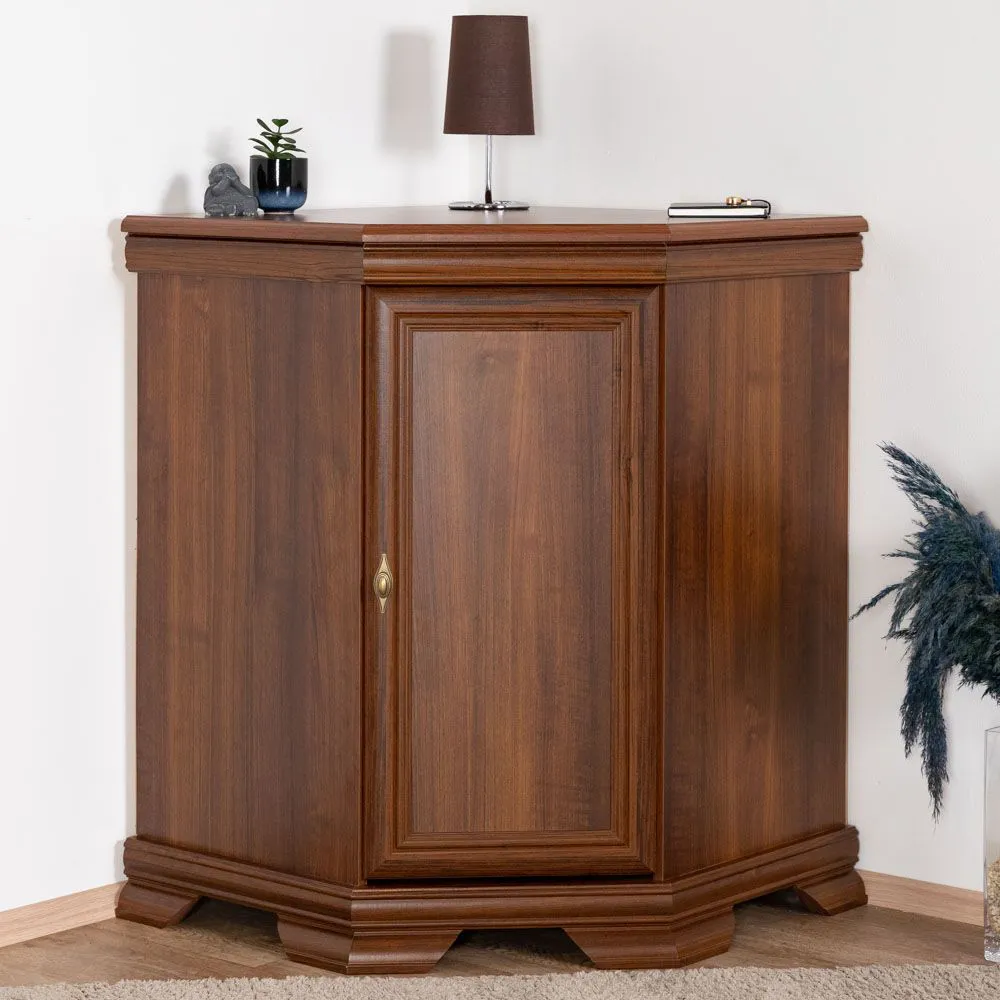 Eck-Kommode Sentis 03 | Dunkelbraun | 75 x 75 x 97 cm (L x T x H) | Metallgriffe | ABS-Kanten | Rustikal | Büro