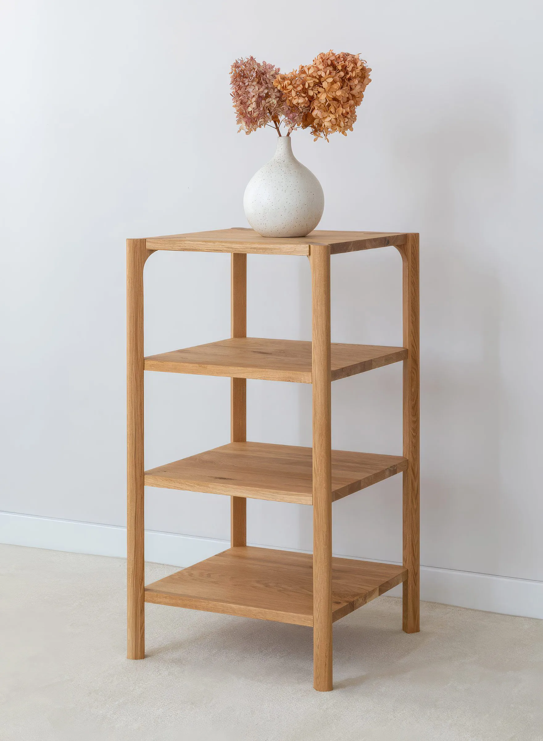 Regal | Massivholz | 3 Fächer | Höhe 80 cm | Eichenholz geölt | Farbe: Eiche | 43 x 43 x 80 cm