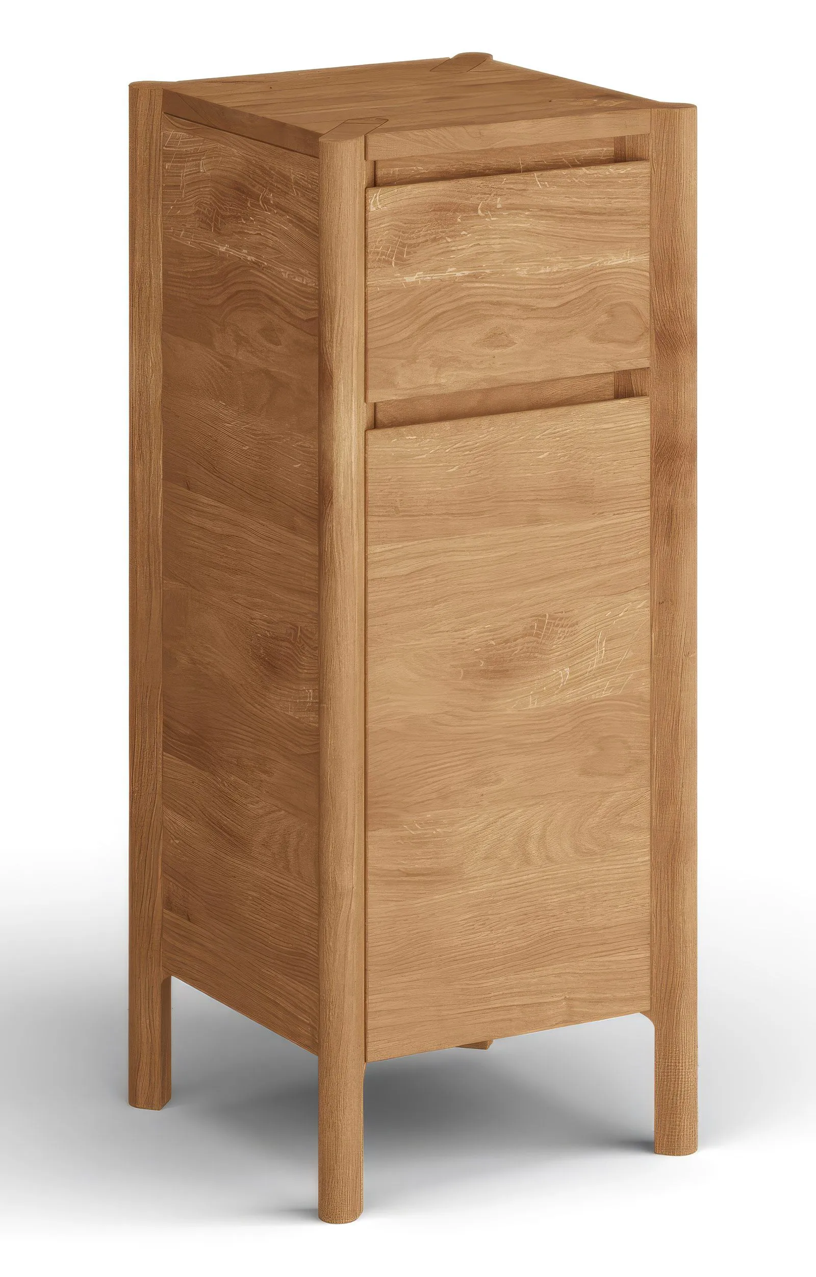 Beistellkommode | schmale Kommode | 33 x 33 x 80 cm | Massivholz | 1 Schublade | Soft Close System | Eichenholz geölt | 2 Fächer | Farbe: Eiche