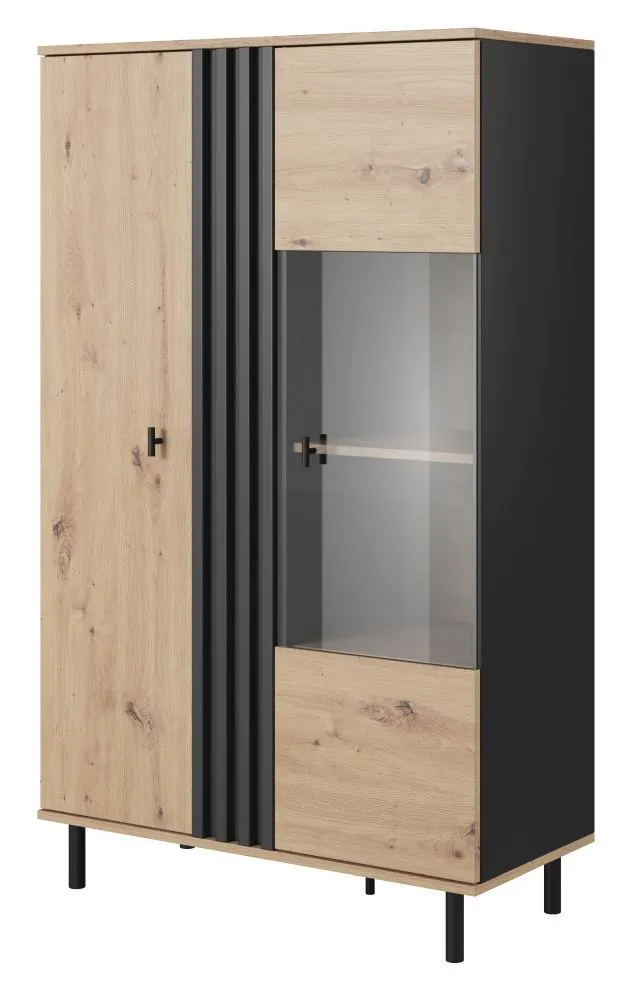 Vitrine Gardane 01, Farbe: Eiche / Anthrazit