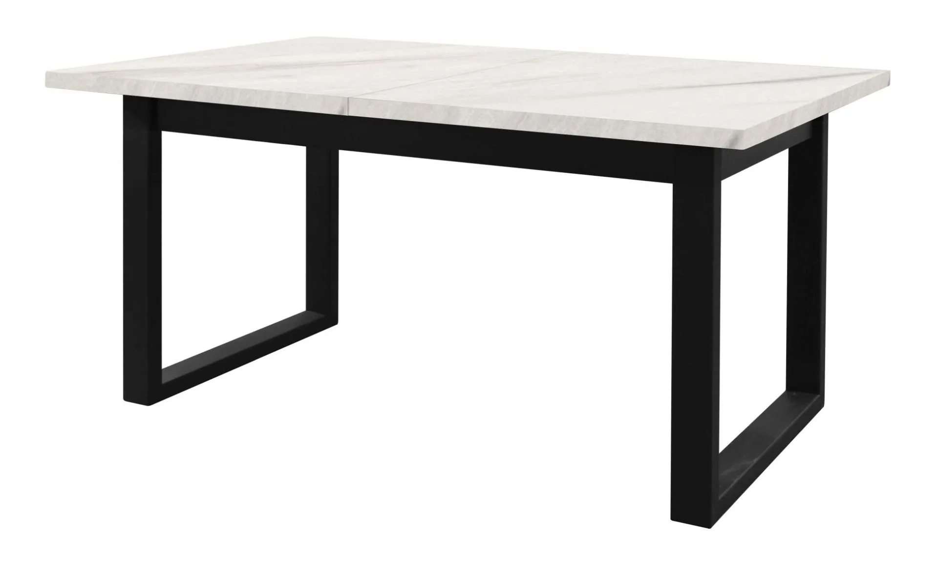 Esstisch ausziehbar Ourense 05, Farbe: Marmor weiß / Schwarz