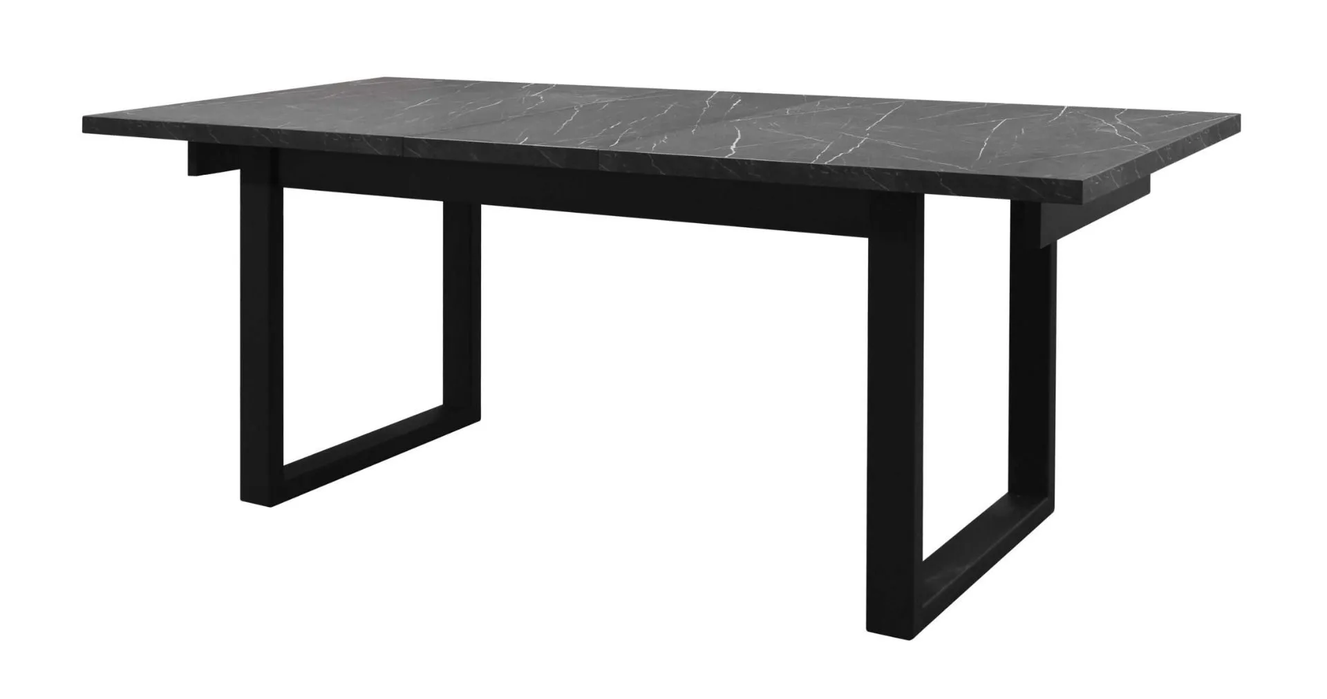 Esstisch ausziehbar Ourense 05, Farbe: Marmor schwarz / Schwarz