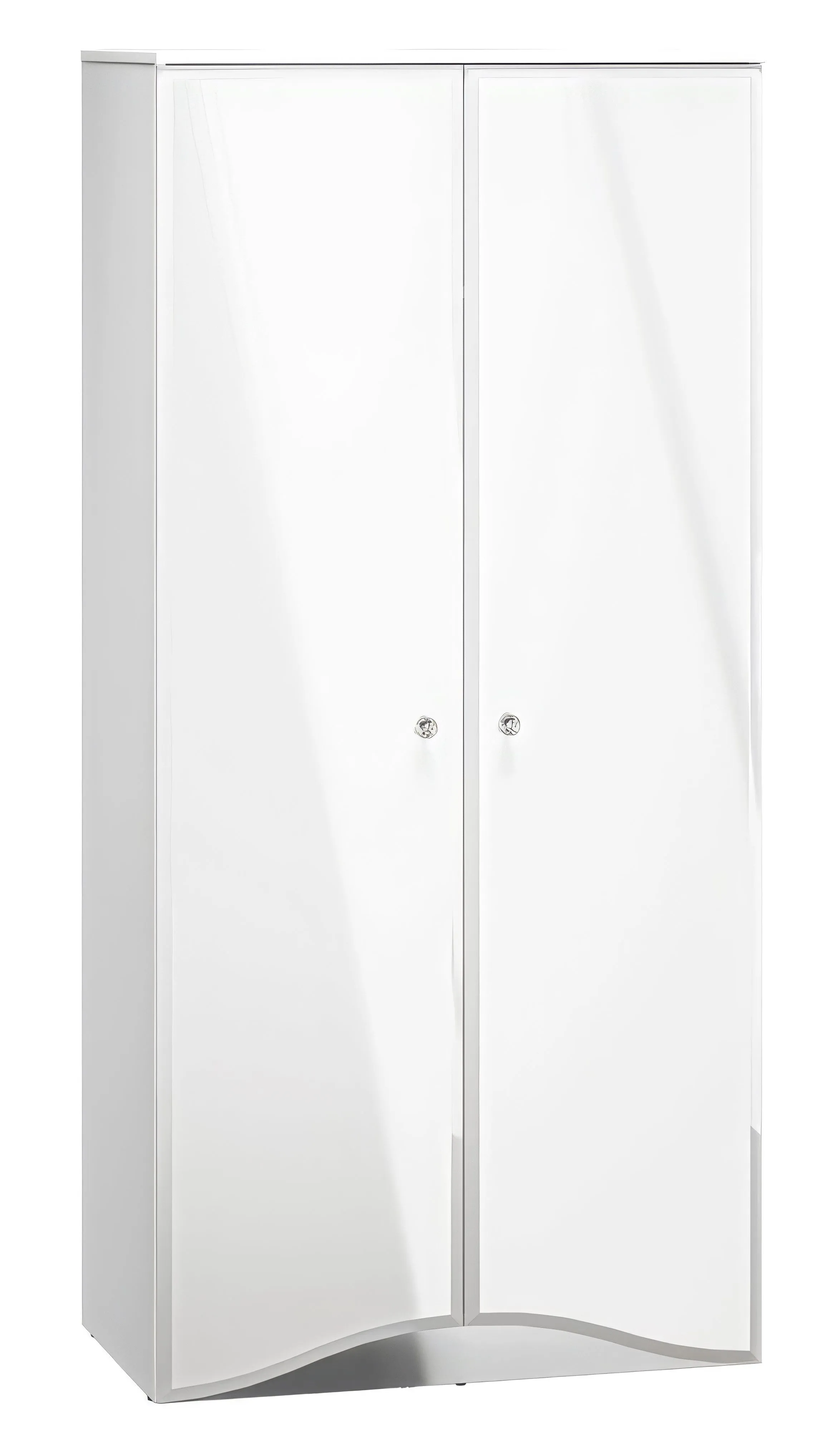 Kleiderschrank mit viel Stauraum Sydfalster 08, Farbe: Weiß / Weiß Hochglanz