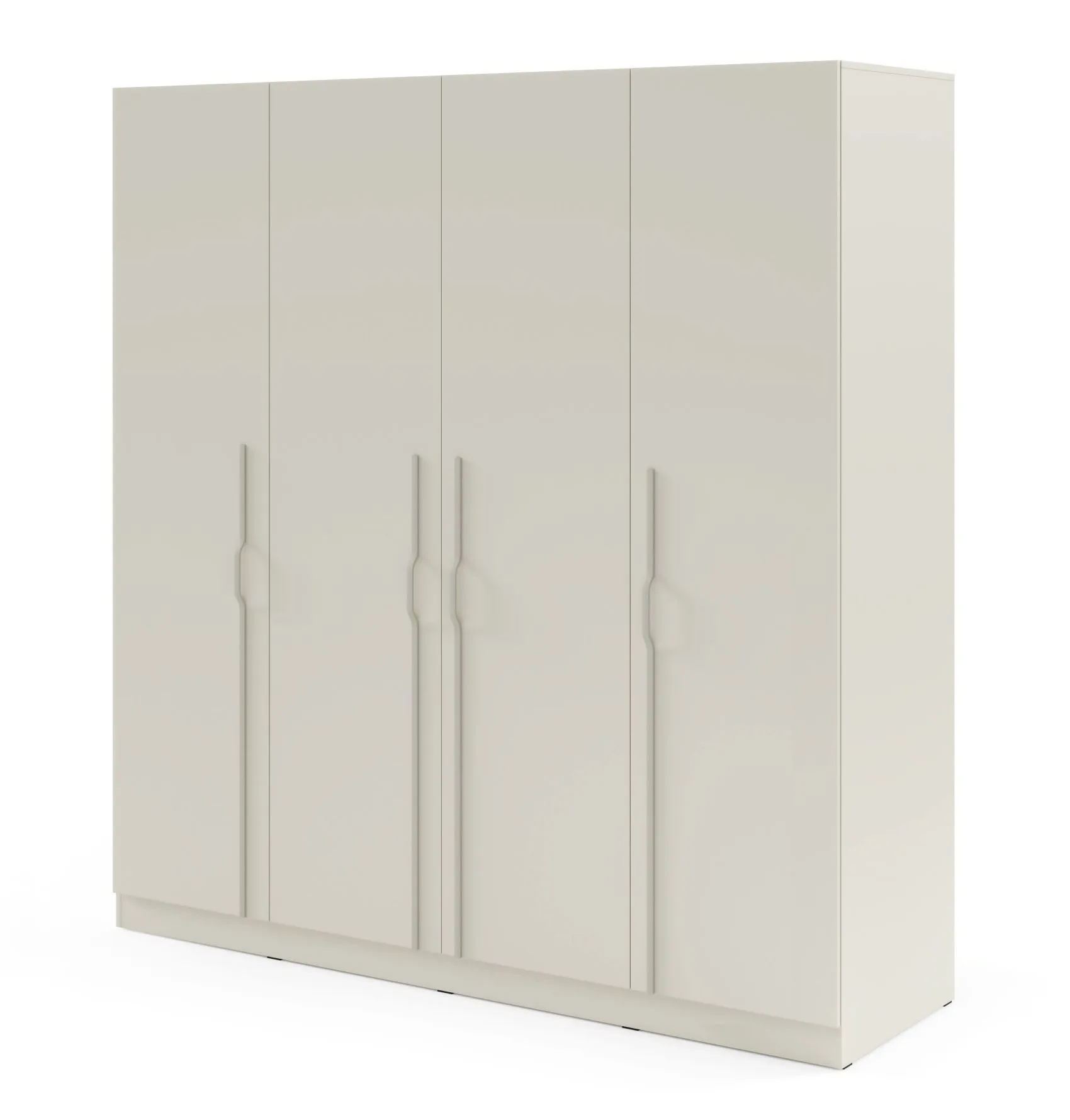 Kleiderschrank | Farbe: Kaschmir | inkl. 3 Schubladen | 4-türig | 200 x 61 x 210 cm | Edegem 01 | 3 Kleiderstangen | 7 Fächer