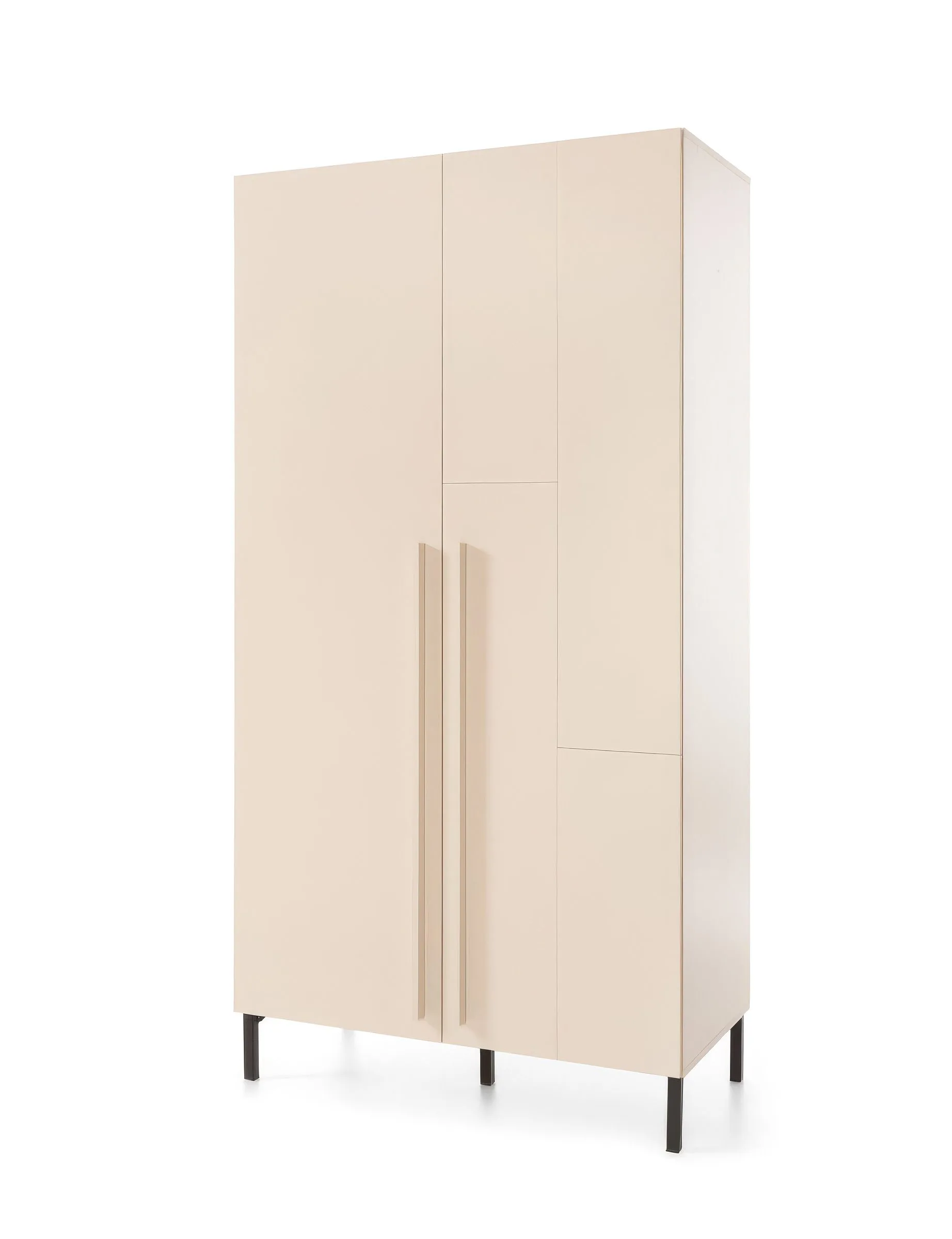 Zweitüriger Kleiderschrank Authie 02, Beige, 195 x 100 x 50 cm, mit 5 Fächern und 1 Kleiderstange, ABS-Kanten, hochwertige Verarbeitung