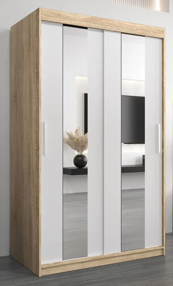 120 cm breiter Kleiderschrank mit 2 Türen | 5 Fächer