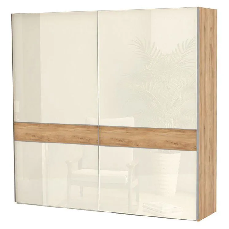 230 cm breiter Kleiderschrank mit 12 Fächern und 2 Türen | Farbe: Beige, Türen Anzahl 2, Höhe (cm) 224, Länge/Tiefe (cm) 230, Breite (cm) 65, Material Holzwerkstoff, Farbe Beige, 230 cm breiter Kleiderschrank mit 12 Fächern und 2 Türen