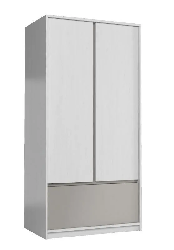 90 cm breiter Kleiderschrank mit 2 Türen | Farbe: Weiß, Türen Anzahl 2, Höhe (cm) 197, Länge/Tiefe (cm) 90, Breite (cm) 53, Material Holzwerkstoff, Farbe Weiß, 90 cm breiter Kleiderschrank mit 2 Türen