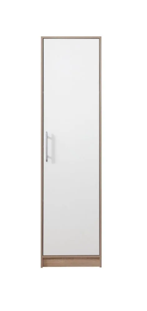 Schmaler 50 cm breiter Kleiderschrank mit 1 Tür | Farbe: Weiß, Türen Anzahl 1, Höhe (cm) 190, Länge/Tiefe (cm) 50, Breite (cm) 56, Material Holzwerkstoff, Farbe Weiß, Schmaler 50 cm breiter Kleiderschrank mit 1 Tür