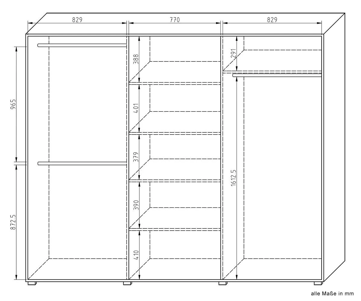 240 cm breiter Kleiderschrank mit 6 Fächern und 3 Türen | Farbe: Nuss, Türen Anzahl 3, Höhe (cm) 210, Länge/Tiefe (cm) 240, Breite (cm) 60, Material Holzfaserplatte, Farbe Nuss, 240 cm breiter Kleiderschrank mit 6 Fächern und 3 Türen