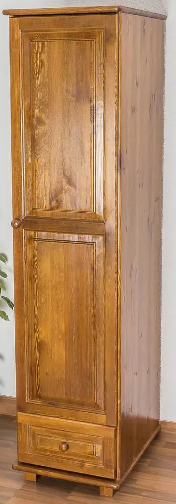 Schlafzimmer - Schrank schmal, Kiefer Massivholz Eichefarben
