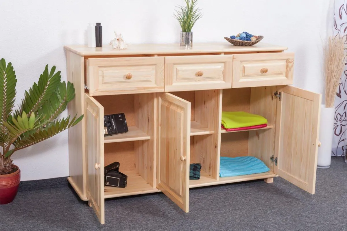 Sideboard, Kiefer massiv, Breite: 150 cm, Farbe: Natur