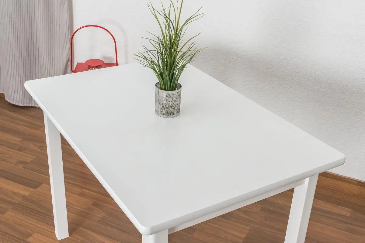Massivholz Tisch 70x100 cm Kiefer, Farbe: Weiß