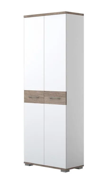 Garderobenschrank, Farbe: Eiche Dunkelbraun / Weiß