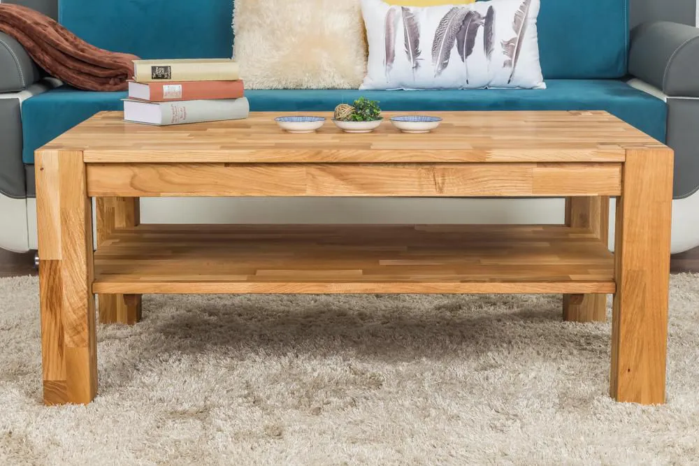 Couchtisch Eiche Massivholz Farbe: Natur 50x105x65 cm, Höhe (cm) 45, Länge/Tiefe (cm) 105, Breite (cm) 65, Massivholz, Material Eiche massiv, Farbe Eiche Natur, Couchtisch Eiche Massivholz Farbe: Natur 50x105x65 cm