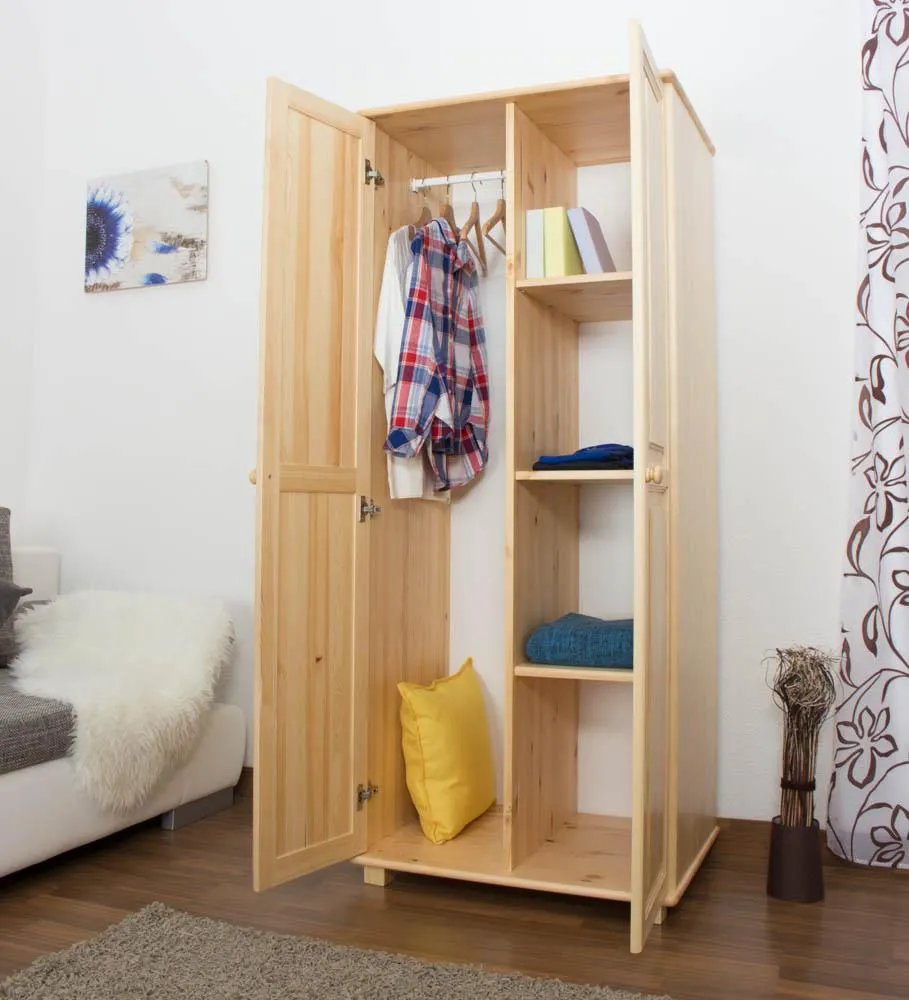 Schrank 80 cm breit, Farbe: Natur, Kiefer Massiv