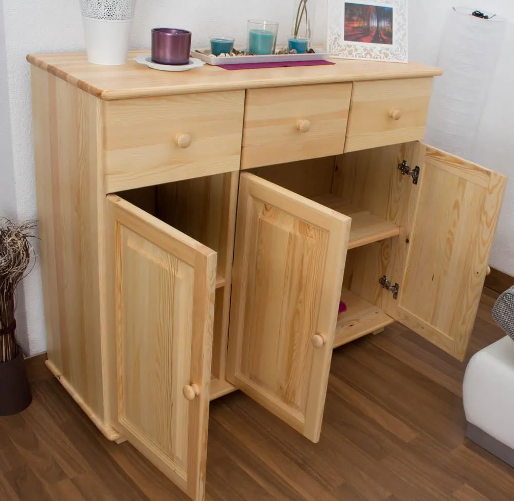 Sideboard, Kiefer massiv, Breite: 118 cm, Farbe: Natur