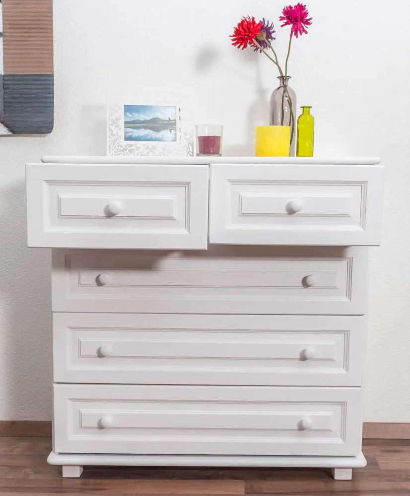 Sideboard, Kiefer massiv, Breite: 100 cm, Farbe: Weiß