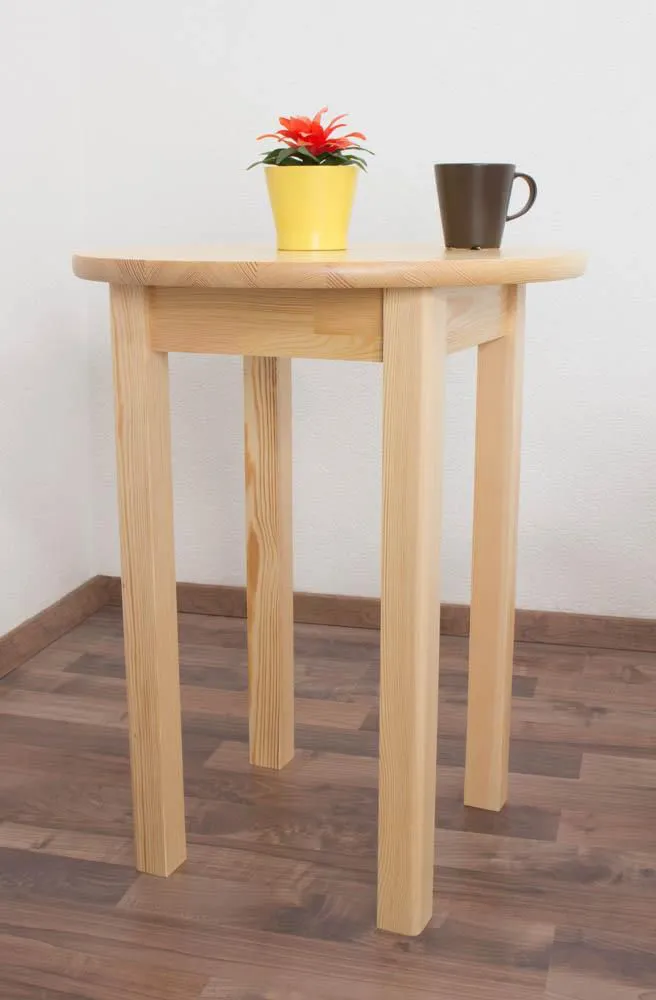 Runder Massivholz Esstisch 60x60 cm Kiefermassiv, Farbe: Natur