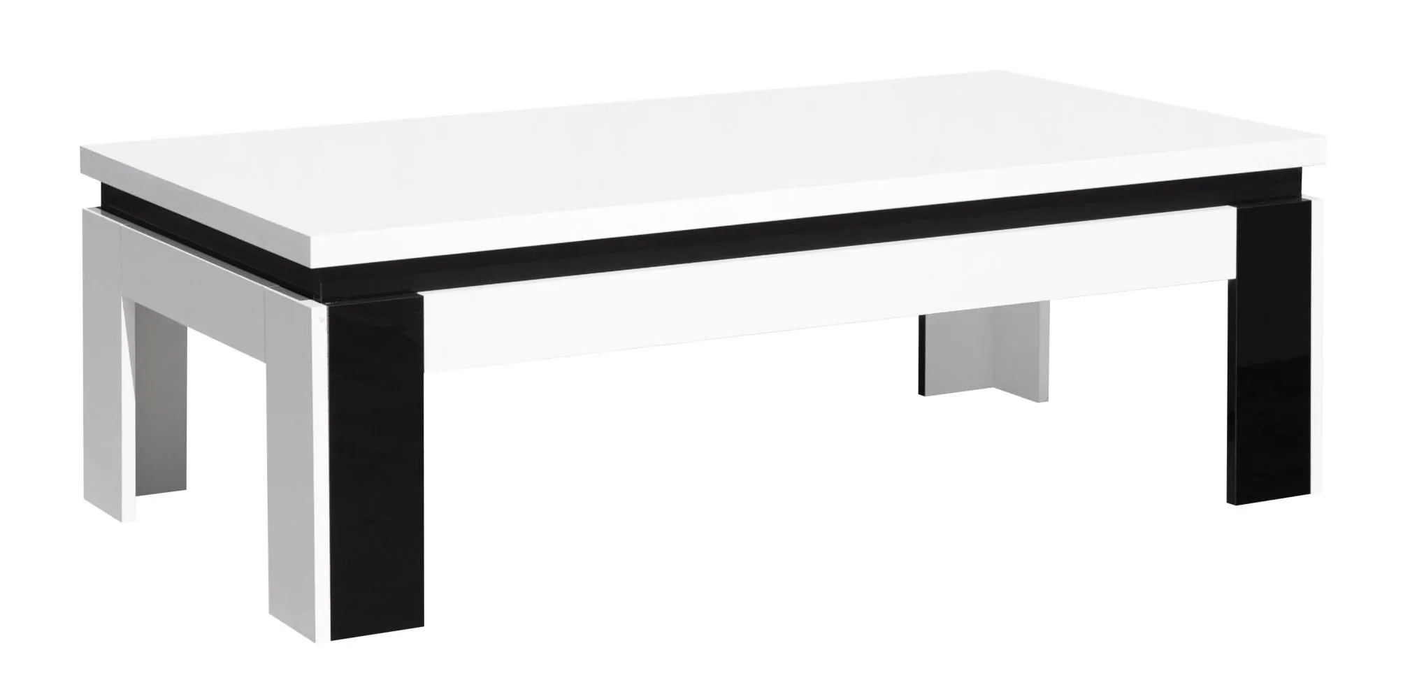 Wohnzimmertisch Farbe: Weiß / Schwarz 42x125x65 cm, Höhe (cm) 42, Länge/Tiefe (cm) 125, Breite (cm) 65, Material Holzwerkstoff, Farbe Weiß / Schwarz, Livadia, Wohnzimmertisch Farbe: Weiß / Schwarz 42x125x65 cm
