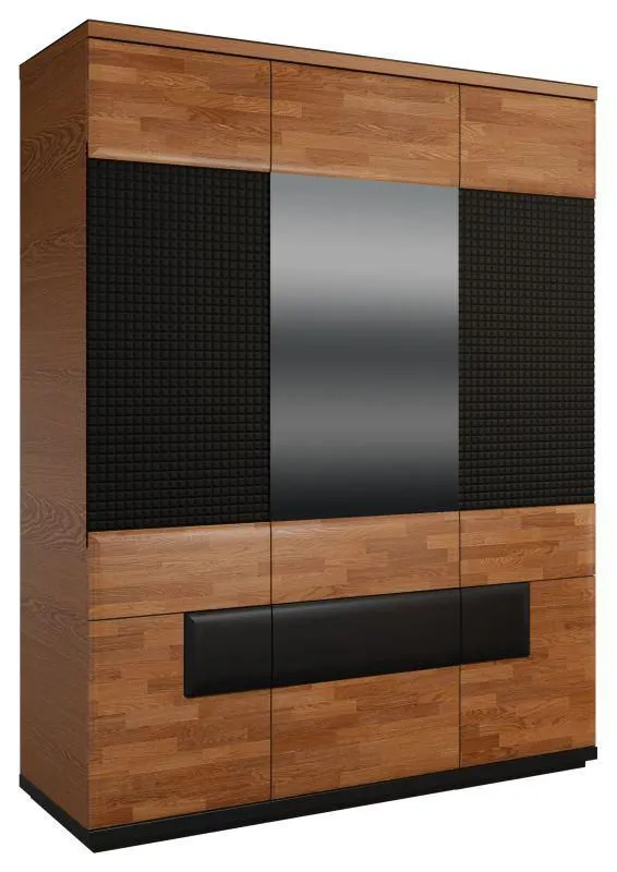 Mehrzweck-Schrank Walnuss / Schwarz 210x163x62 cm, Türen Anzahl 3, Höhe (cm) 210, Länge/Tiefe (cm) 163, Breite (cm) 62, Massivholz Teilmassiv, Material Eiche teilmassiv, Mehrzweck-Schrank Walnuss / Schwarz 210x163x62 cm