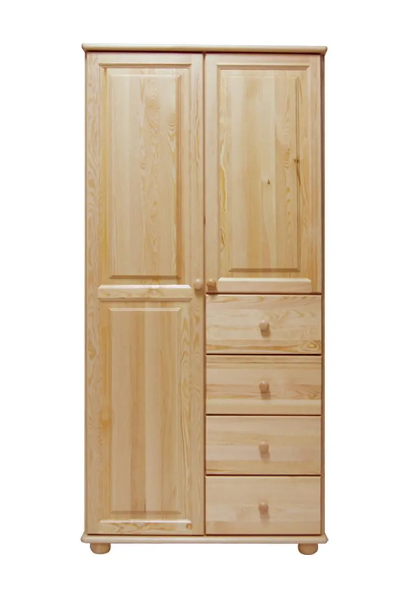Kleiderschrank 80 cm breit, Farbe: Natur, Massivholz, Türen Anzahl 1, Höhe (cm) 190, Länge/Tiefe (cm) 80, Breite (cm) 60, Massivholz, Material Kiefer massiv, Kleiderschrank 80 cm breit, Farbe: Natur, Massivholz