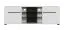 TV-Schrank / TV-Möbel mit zwei Türen Idos 01, Farbe: Weiß / Weiß Hochglanz / Schwarz, fünf Fächer, Parsolglas, Maße: 49,5 x 150 x 41,5 cm, zwei Kabeldurchführungen
