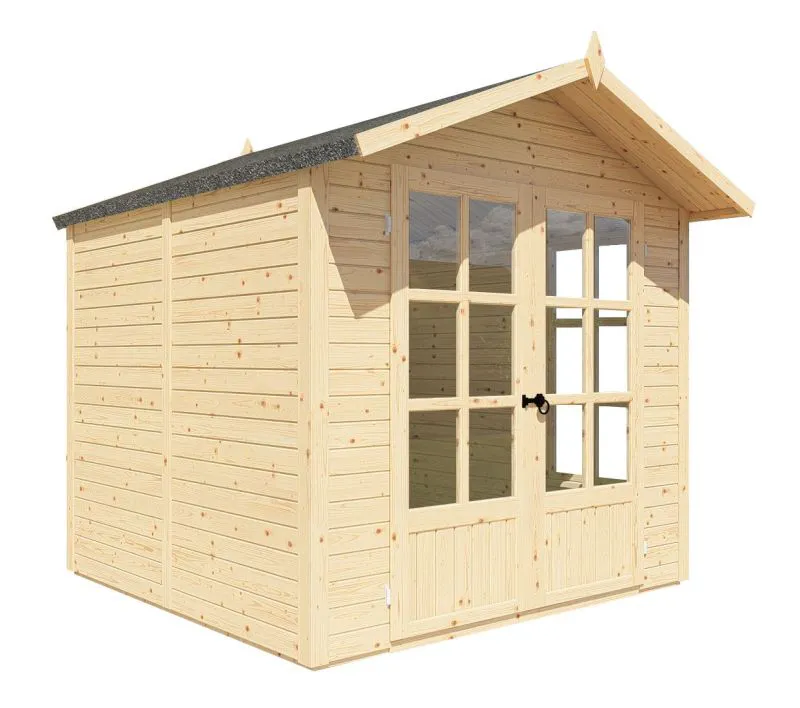 Gartenhaus / Gartenhütte Gauting 01 inkl. Fußboden, Naturbelassen - 19 mm Elementgartenhaus, Grundfläche: 4,20 m², Satteldach