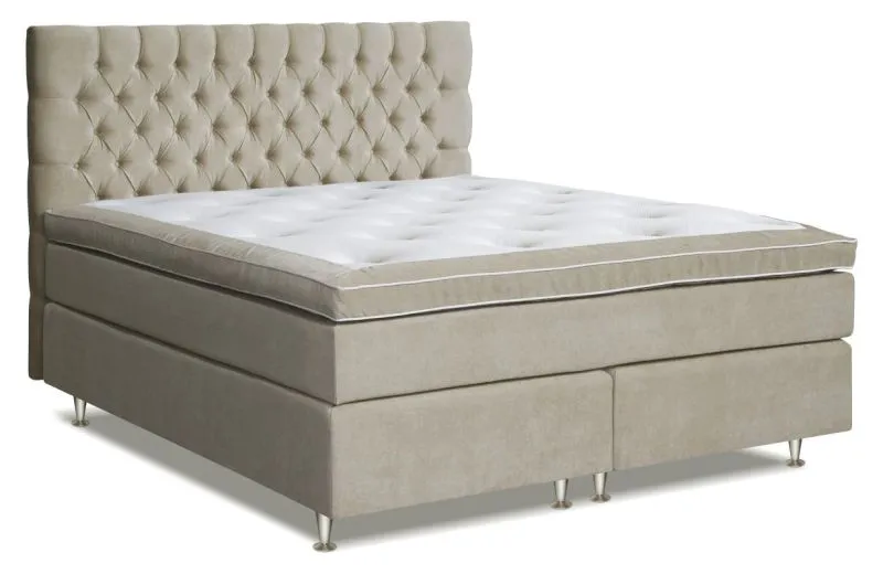 Boxspringbett MINDORO, Box: Bonellfederkern, Matratze: Taschenfederkern, Top Matress: Schaumstoff -  Abmessung: 140 x 200 cm - Farbe: Beige