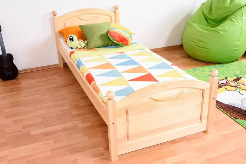 Kinderbett / Jugendbett Kiefer massiv Vollholz natur 82, inkl. Lattenrost - 80 x 200 cm (B x L)