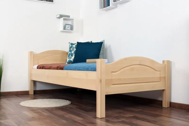 Einzelbett / Gästebett Buche massiv Vollholz natur 113, inkl. Lattenrost - 90 x 200 cm (B x L)