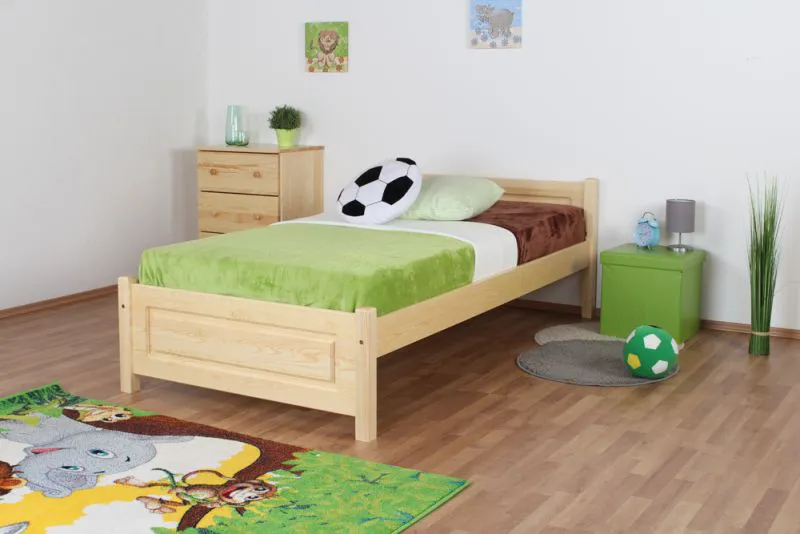 Kinderbett / Jugendbett Kiefer massiv Vollholz natur 78, inkl. Lattenrost - 100 x 200 cm (B x L)