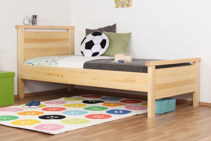 Kinderbett / Jugendbett Kiefer Vollholz massiv natur 70 - Liegefläche 90 x 200 cm (B x L)