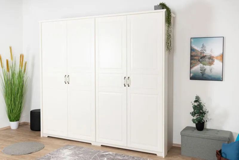 Drehtürenschrank / Kleiderschrank Falefa 01, Farbe: Elfenbein - Abmessungen: 225 x 251 x 58 cm (H x B x T)