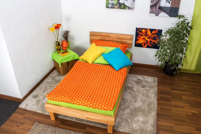 Kernbuche-Bett massiv | 100 x 200 cm | Kernbuche | Geölt Abbildung