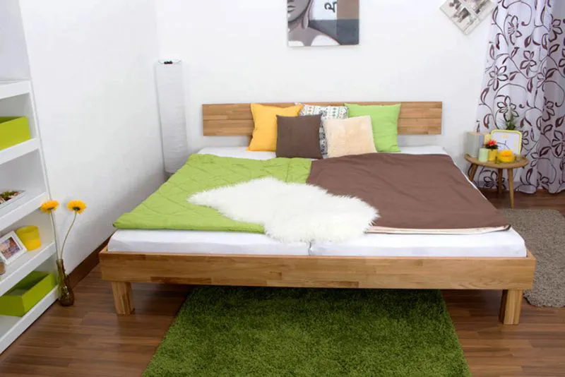 Eiche Holzbett 200 x 200 cm geölt Abbildung