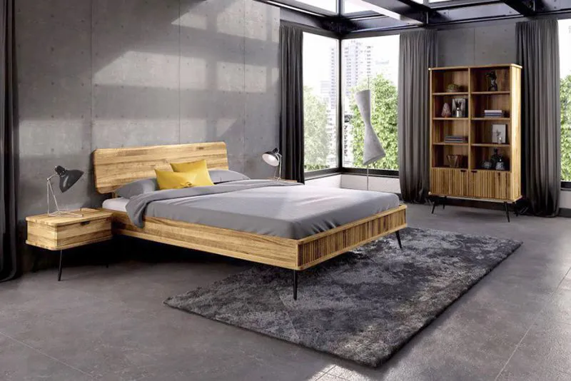 Eiche-Bett massiv | 180 x 200 cm | Wildeiche | Geölt | Natur Abbildung