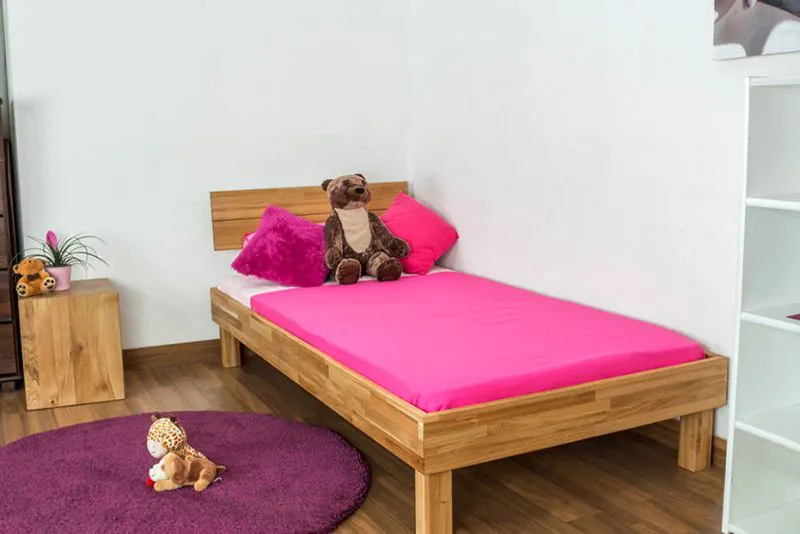 Eiche Holzbett Bettgestell 90 x 200 cm geölt Abbildung