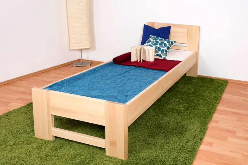 Bettrahmen für Kinder / Kinderbett 80 x 200 cm | Massivholz: Buche | Natur Lackiert Abbildung