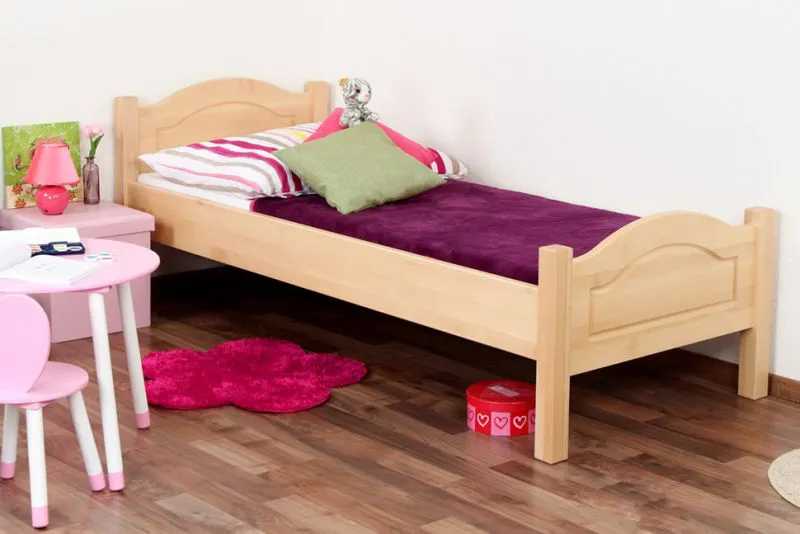 Bettrahmen für Kinder / Kinderbett 80 x 200 cm | Massivholz: Buche | Natur Lackiert Abbildung