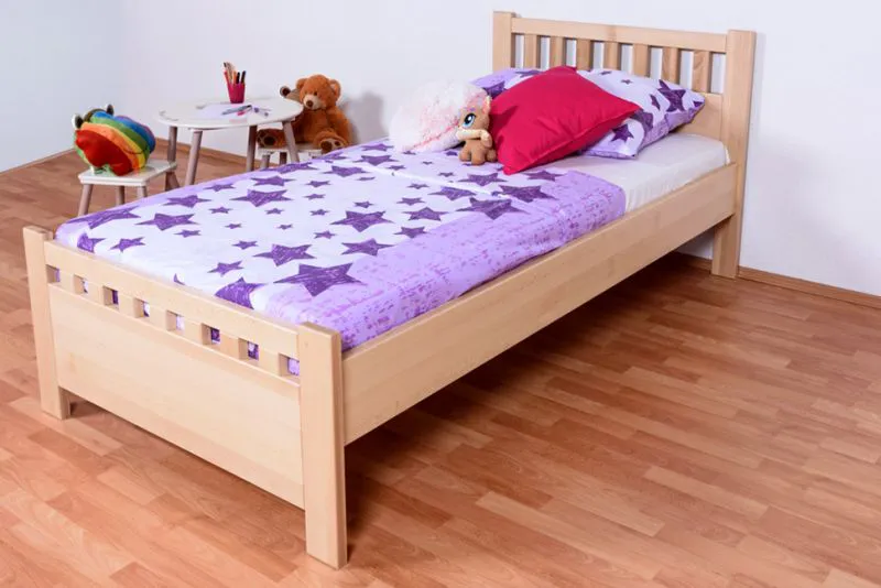 Bettrahmen für Kinder / Kinderbett 100 x 200 cm | Massivholz: Buche | Natur Lackiert Abbildung