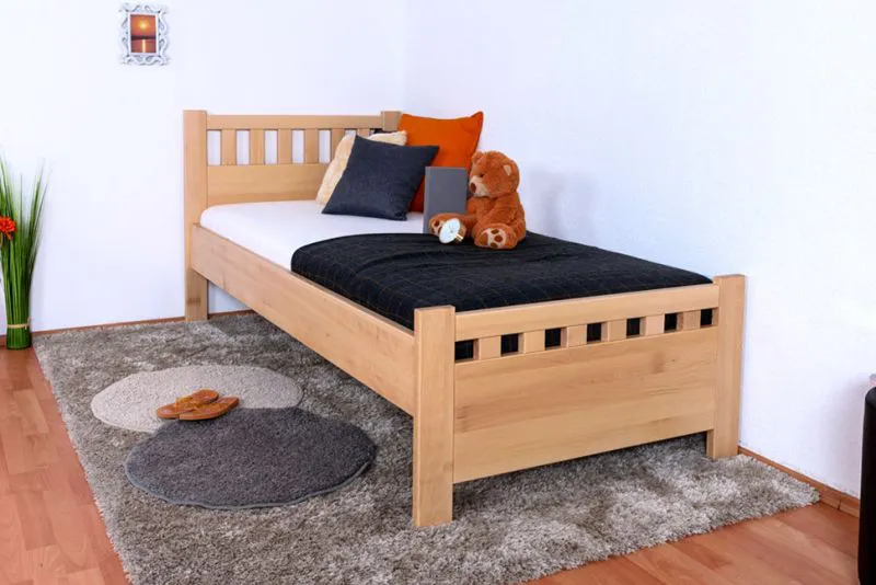 Bettrahmen für Kinder / Kinderbett 90 x 200 cm | Massivholz: Buche | Natur Lackiert Abbildung
