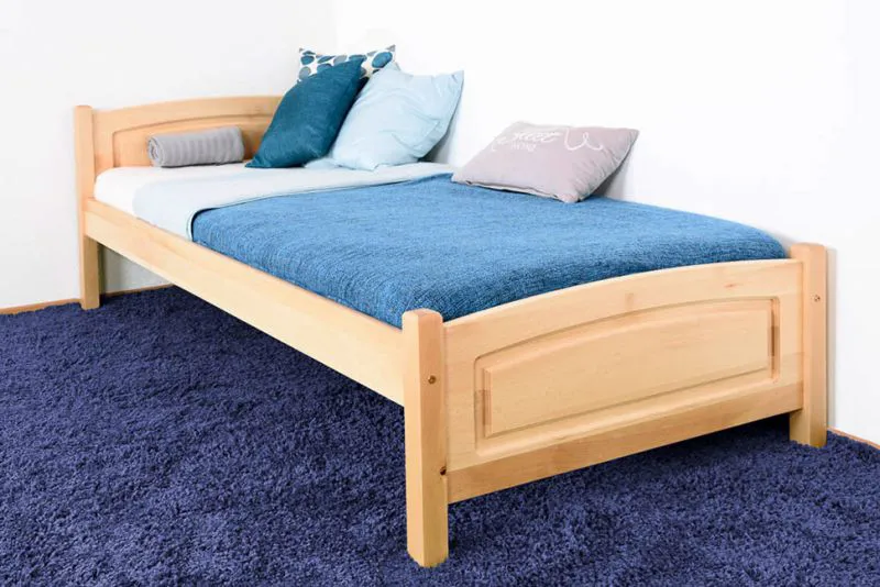 Bettrahmen für Kinder / Kinderbett 90 x 200 cm | Massivholz: Buche | Natur Lackiert Abbildung
