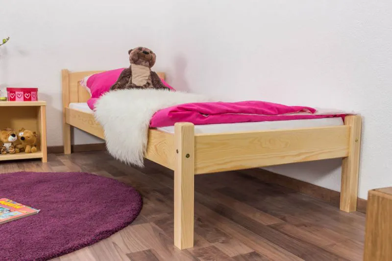Bettrahmen für Kinder / Kinderbett 80 x 200 cm | Massivholz: Kiefer | Natur Lackiert Abbildung