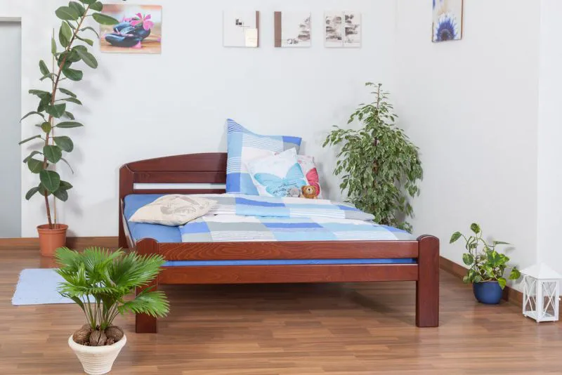 Bett Buche 160 x 200 cm Dunkelbraun Abbildung