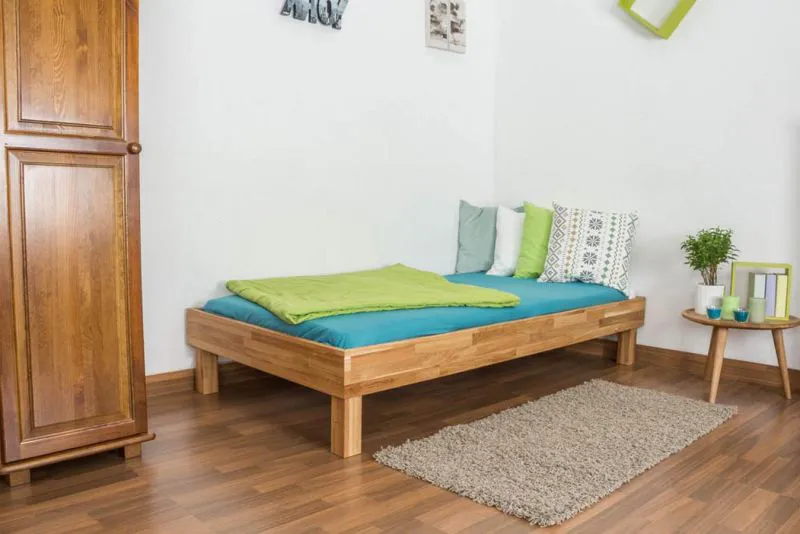 Holzbett Bettgestell Eiche 100 x 200 cm geölt Abbildung