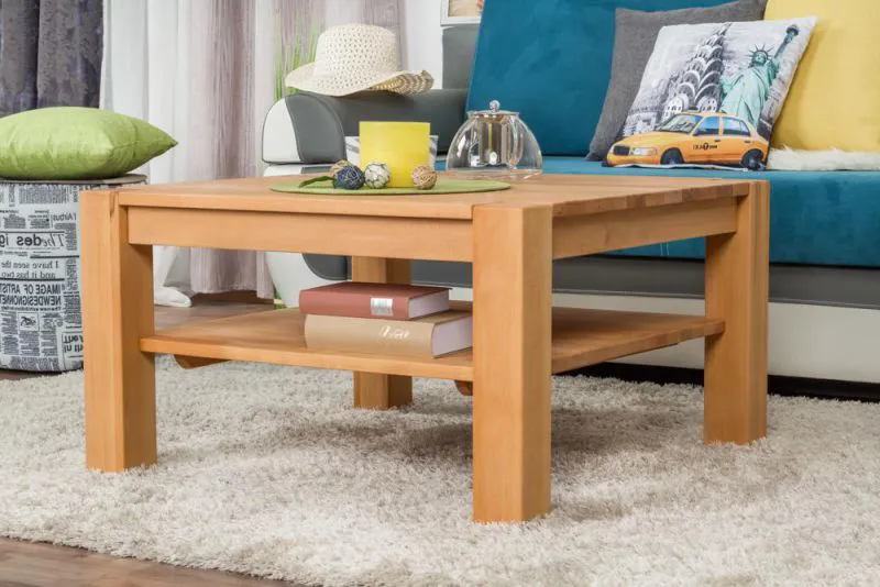 Beistelltisch Couchtisch Kernbuche Massivholz Farbe: Natur 50x80x80 cm Abbildung