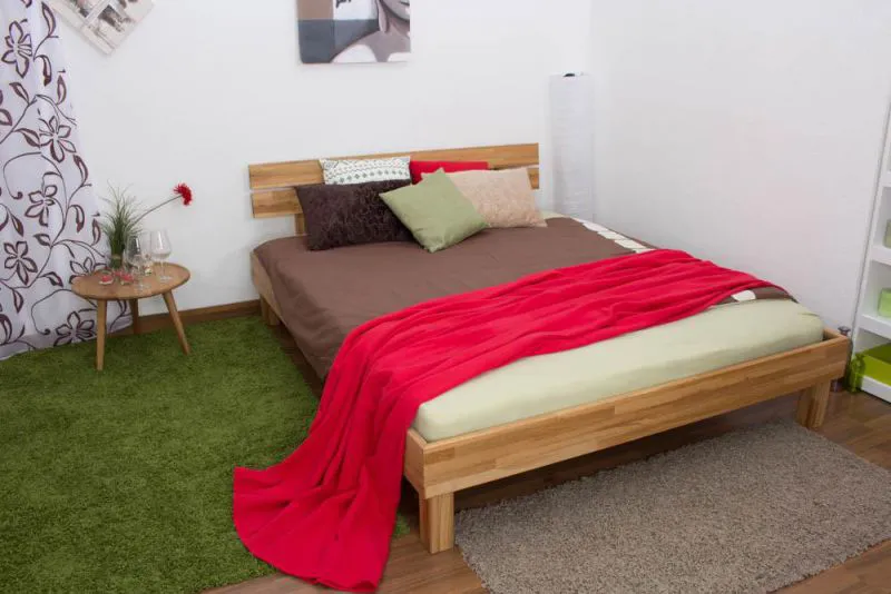 Holzbett 160 x 200 cm Eiche massiv geölt Abbildung